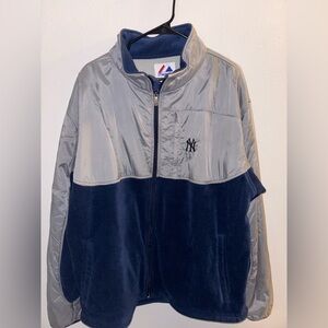 Majestic Gray and Navy Yankees Jacket
Fleece lined